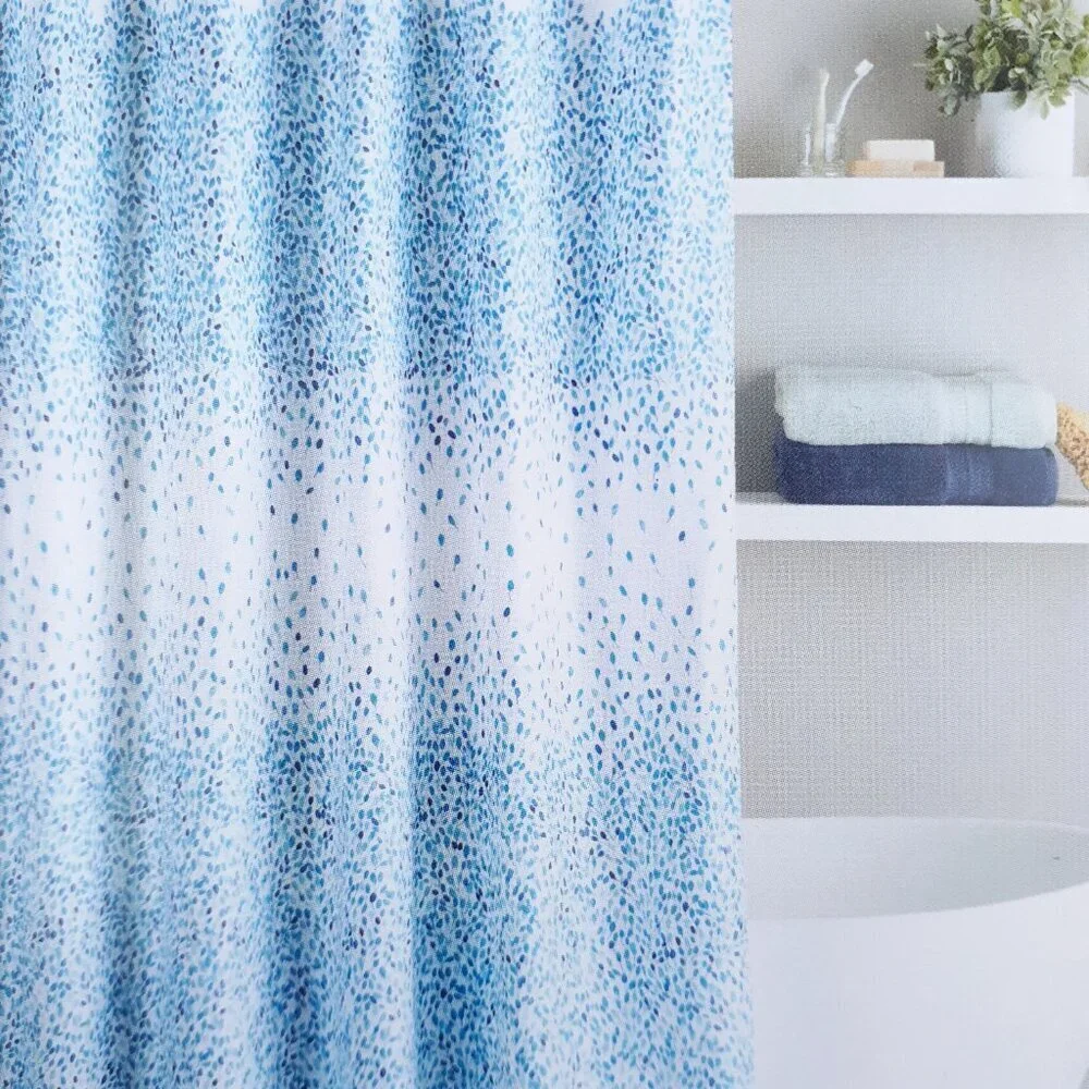 HD Designs Fabric Shower Curtain Prarie Indigo 70x72 Blue Leaf